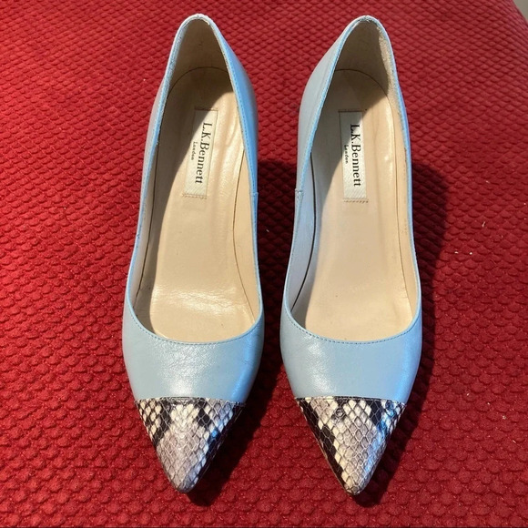 L.K. BENNETT Floret Animal Print Toe Leather Made in Spain 3” Heel Pumps Shoes - Picture 2 of 9